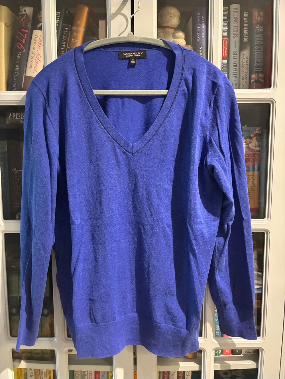 Banana Republic Women’s Stretched Cotton Blue/Purple V-Neck Sweater